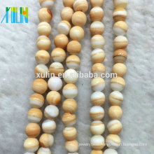 TB004 XULIN Wholesale 6mm Natural Smooth Faceted Multicolor Yellow Blood Sea Shell Loose Gemstone Beads